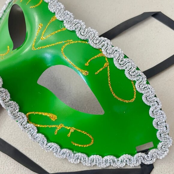 Masquerade Mask Green Gold Silver Tie Back Fancy Halloween Costume Party - Picture 4 of 4